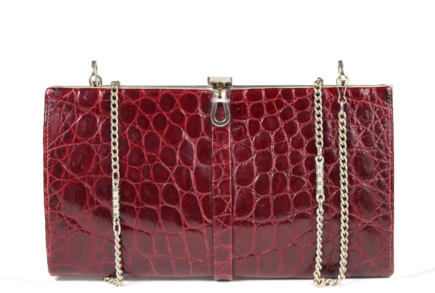 WIEN ruby red crocodile skin clutch