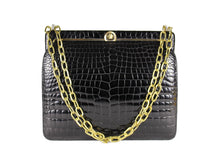 LOEWE black crocodile bag with chain handle