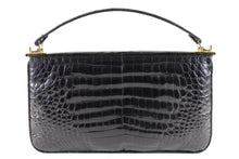 Rectangular black crocodile skin handbag