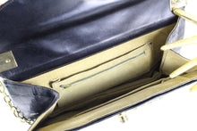 Rectangular black crocodile skin handbag