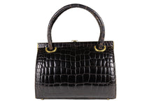 LOEWE brown crocodile skin frame handbag