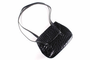 LOEWE black crocodile skin shoulder bag