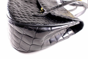 LOEWE black crocodile skin shoulder bag