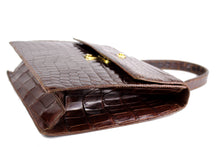 LOEWE brown crocodile flap handbag
