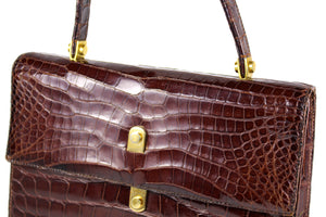 LOEWE brown crocodile flap handbag
