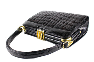 Black "sauvage" crocodile skin frame handbag