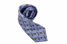 HERMÈS beaver and pine blue silk tie