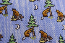 HERMÈS beaver and pine blue silk tie