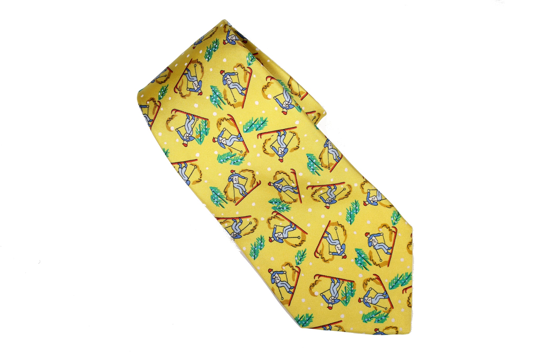 HERMÈS skier yellow silk tie – Vintage Carwen