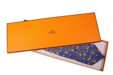 HERMÈS lute and butterfly blue silk tie