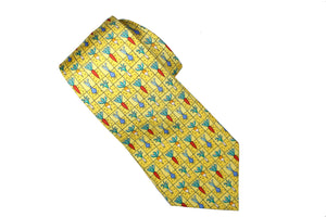 HERMÈS vegetables yellow silk tie