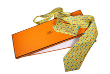 HERMÈS vegetables yellow silk tie