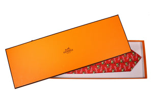 HERMÈS rice planter red silk tie