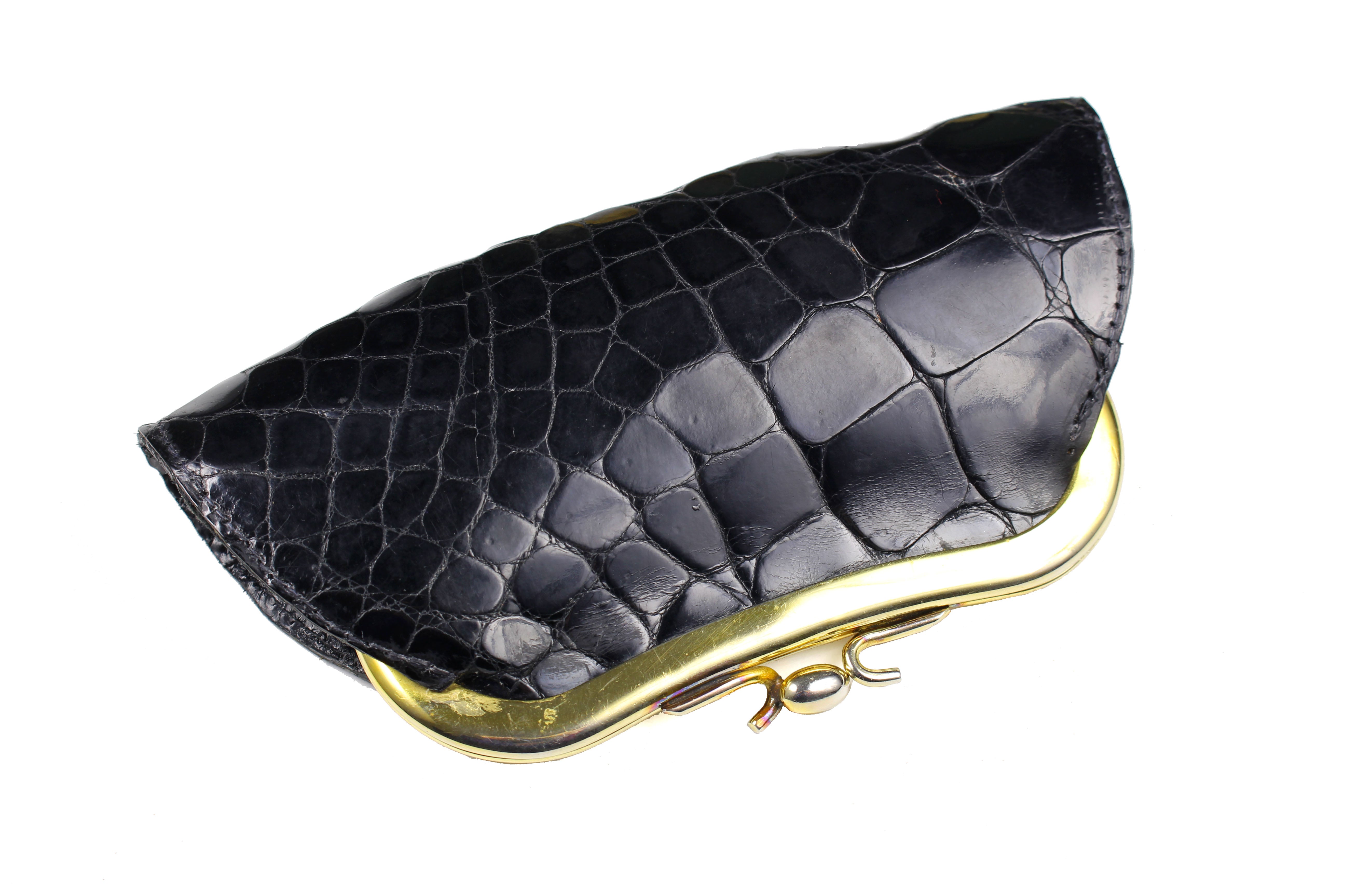 Rectangular cognac crocodile skin shoulder bag – Vintage Carwen