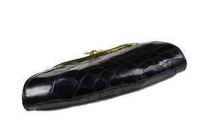 Large black crocodile skin coin purse