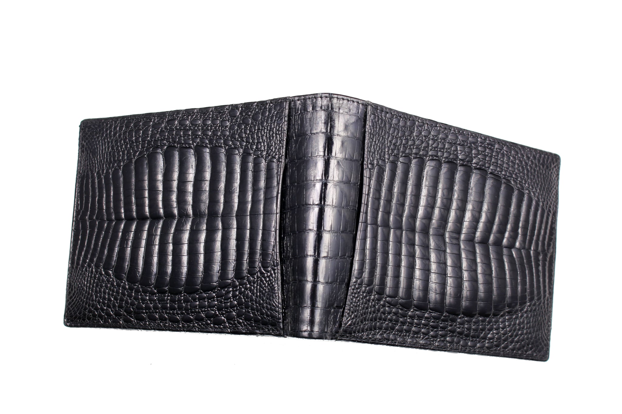 Black Genuine Stomach Crocodile Skin Wallet! Two-Tone