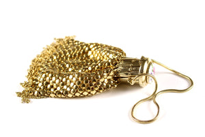 Golden mesh jeweled wristlet purse