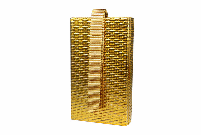 EVANS gold embossed metal vanity purse
