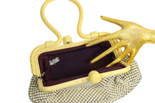WHITING & DAVIS white mesh handbag with lucite handle