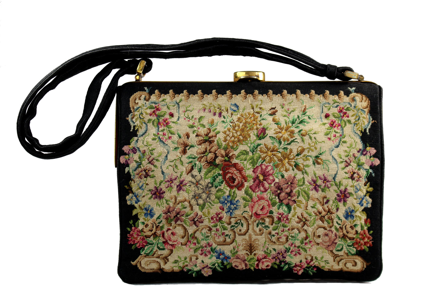 LOEWE petit point purse with enamel embellished frame