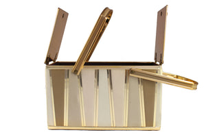 GOLDSTROM golden metal and leather lunchbox