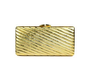 Gold metal clutch with diagonal engraving