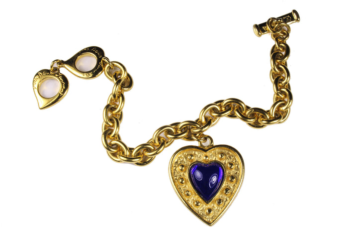 YVES SAINT LAURENT blue heart charm bracelet