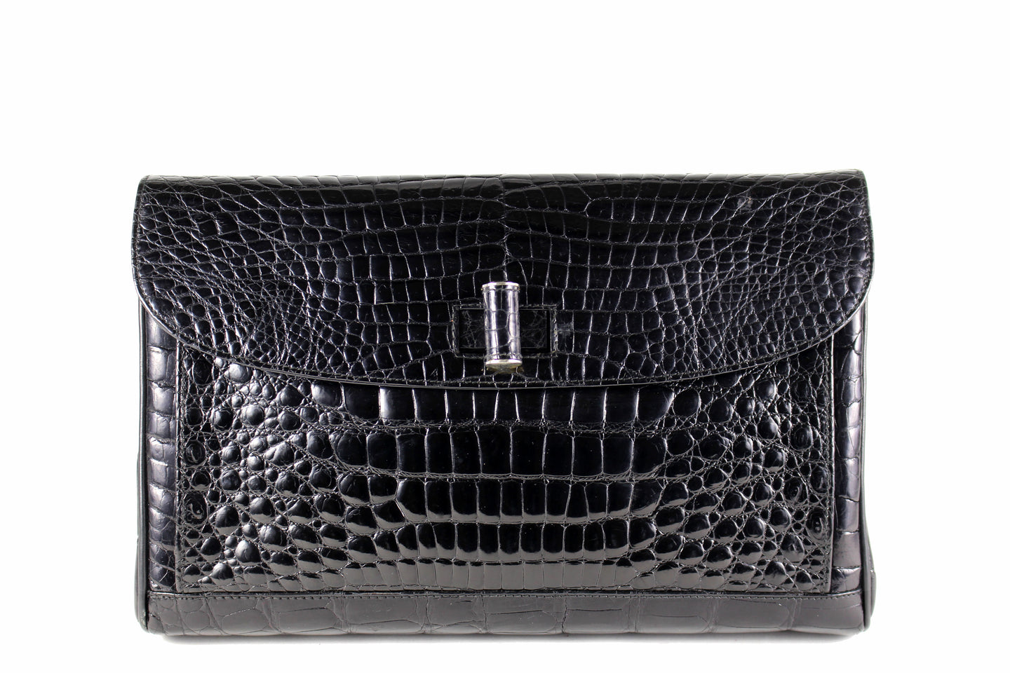 “i Santi” Black crocodile skin briefcase bag