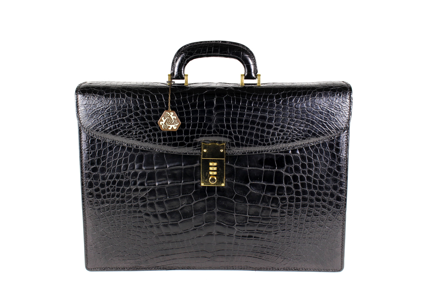 SCILPRA black crocodrile skin executive briefcase