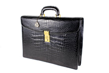 SCILPRA black crocodrile skin executive briefcase