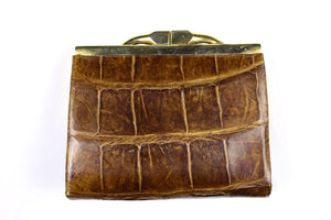 Tobacco crocodile skin coin purse