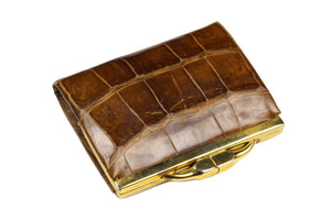 Tobacco crocodile skin coin purse