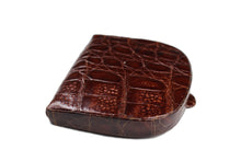 Brown crocodile skin change purse
