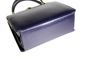 Dark blue leather frame handbag