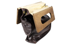 Brown handbag with wood handles