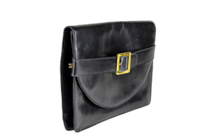 LOEWE black leather clutch purse with buckle