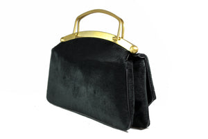 CHIMAS black velvet handbag with metal handles