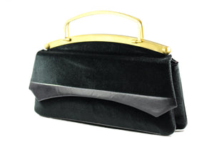 CHIMAS black velvet handbag with metal handles