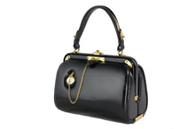 LEDERER black leather handbag with removable pocket watch