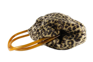 MORRIS MOSKOWITZ leopard print tortoiseshell lucite handles frame bag