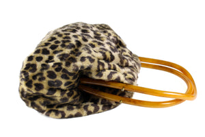 MORRIS MOSKOWITZ leopard print tortoiseshell lucite handles frame bag