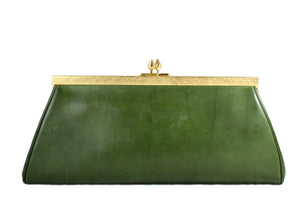 LOEWE green leather clutch
