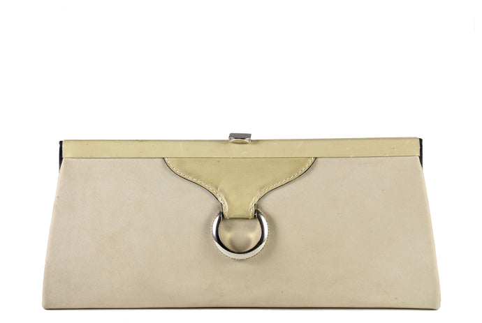 LOEWE beige leather clutch