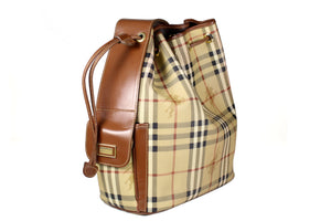 BURBERRY check canvas and leather shoulder bag