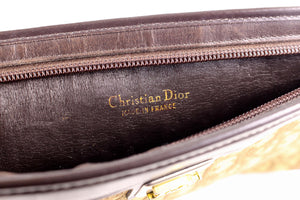 CHRISTIAN DIOR brown canvas logo shoulder bag