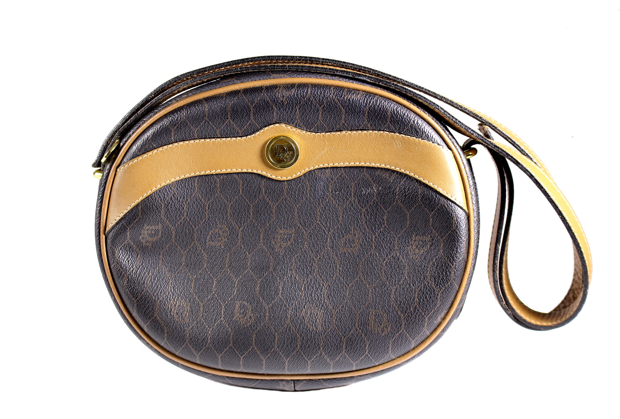 Christian Dior Chain Shoulder Bag Logo Honeycomb Convertible