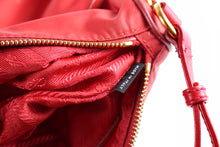 PRADA red nylon pochette with leather strap