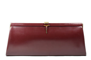 LOEWE burgundy leather clutch