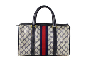 GUCCI Boston blue monogram canvas bag