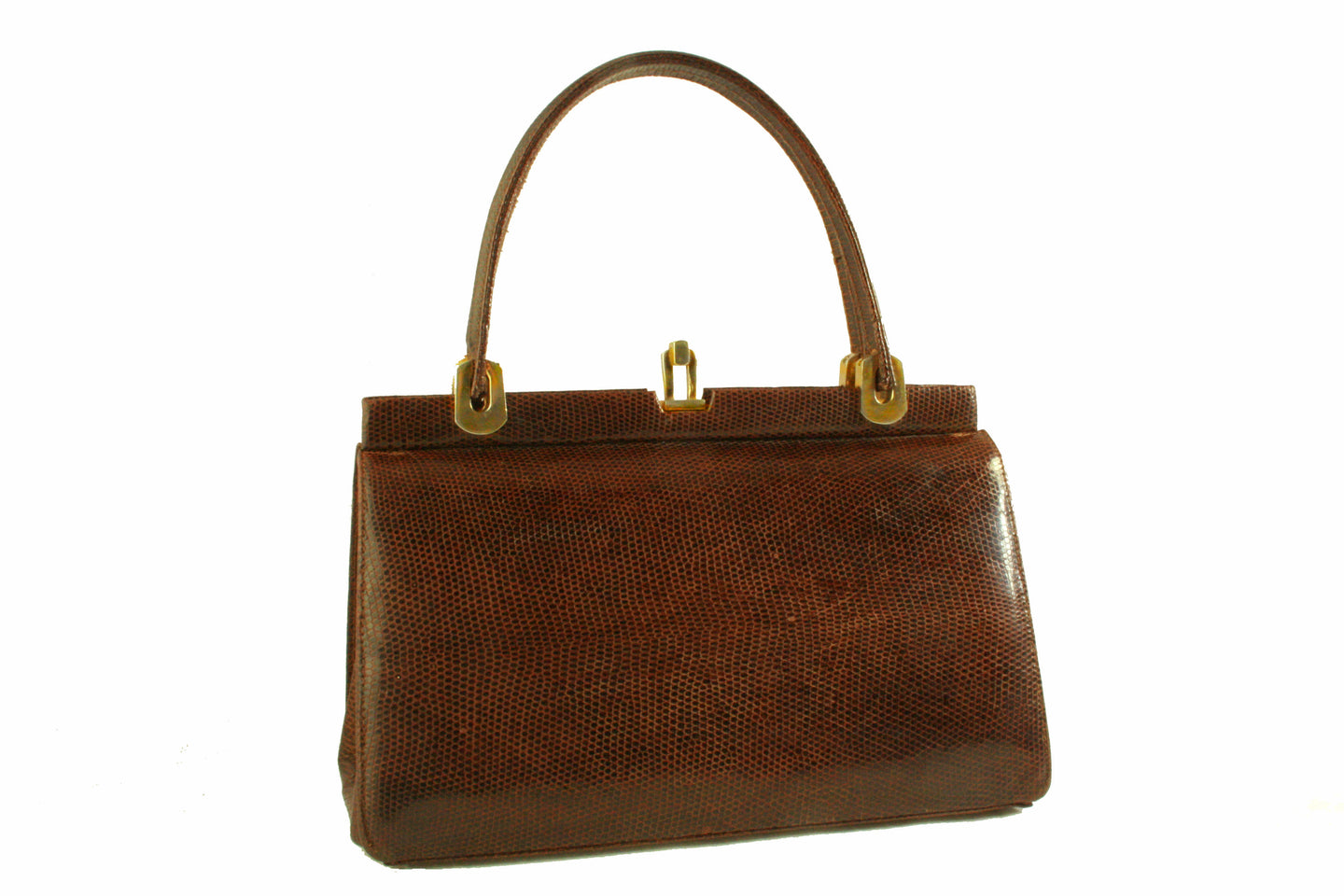 DORY chocolate brown lizard skin handbag